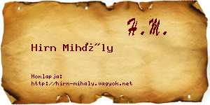 Hirn Mihály névjegykártya